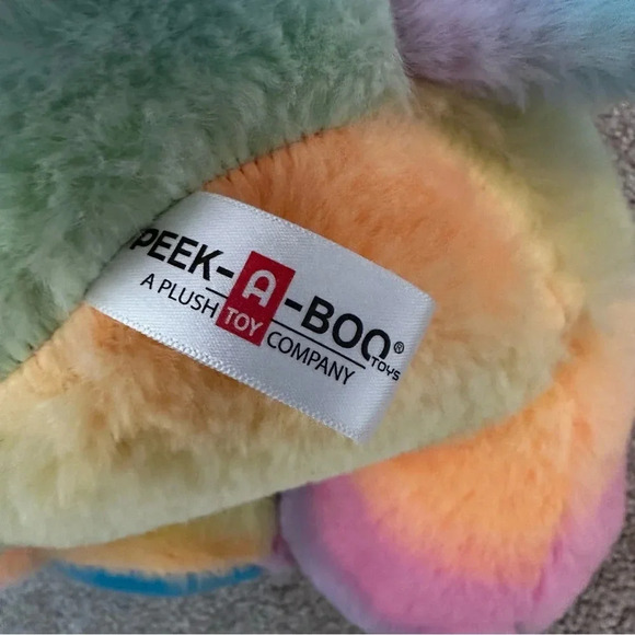 Peek-a-Boo Plush Tye Dye Rainbow Elephant Like New Condition 16.5 inches tall - Picture 8 of 13